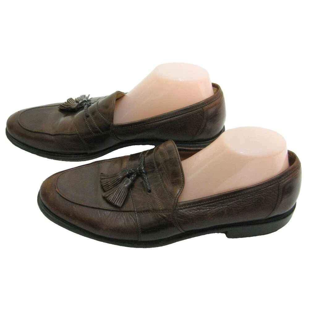 Johnston & Murphy Mens Size 11.5 Italian Deerskin Leather Tassle Loafers Shoes
